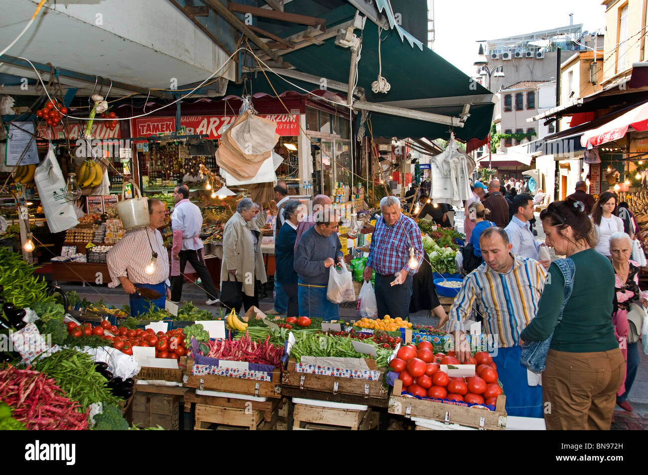 Istanbul Turkey City Kadadikoy Market Greengrocer Stock Photo