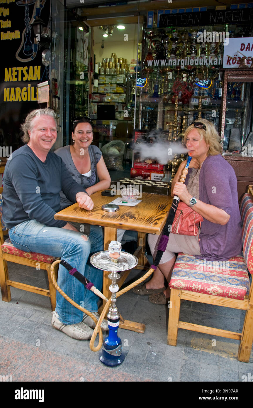 Turkey Istanbul smoking water pipe tourist Stock Photo