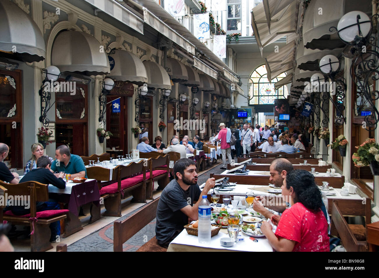 Restaurant Cicek Passage Istiklal Caddesi Beyoglu Istanbul Turkey Galatasaray Stock Photo