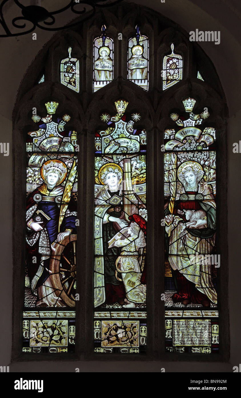 A stained glass window by the Kempe Studios depicting Saints Catherine
