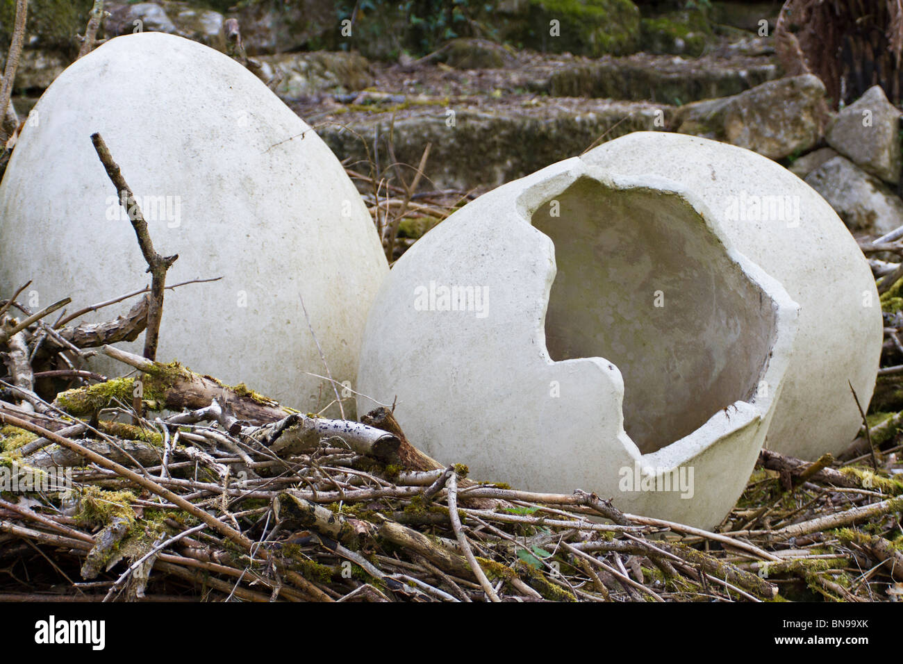 Giant egg exhibit at Marwell Zoo, Hampshire, England, UK Stock Photo