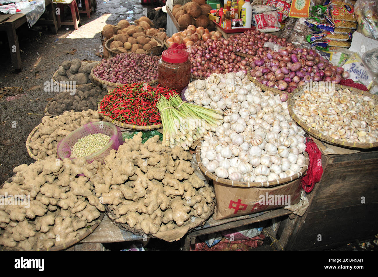Produce on a market stall Vietnam Stock Photo