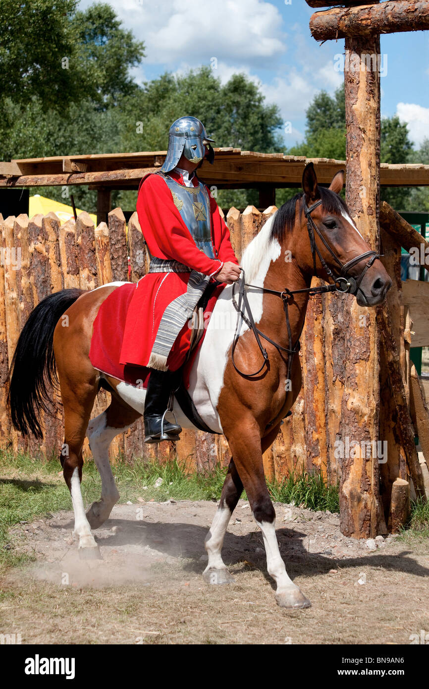 Cavalry knight at Battle of Klushino - 400 years festival in Warsaw, Poland, 3-4 of July 2010. Stock Photo