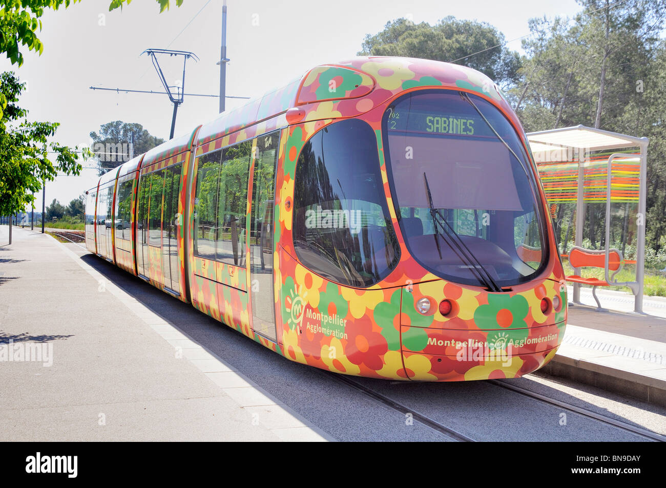 Montpellier, France Light Rail Tram Stock Photo