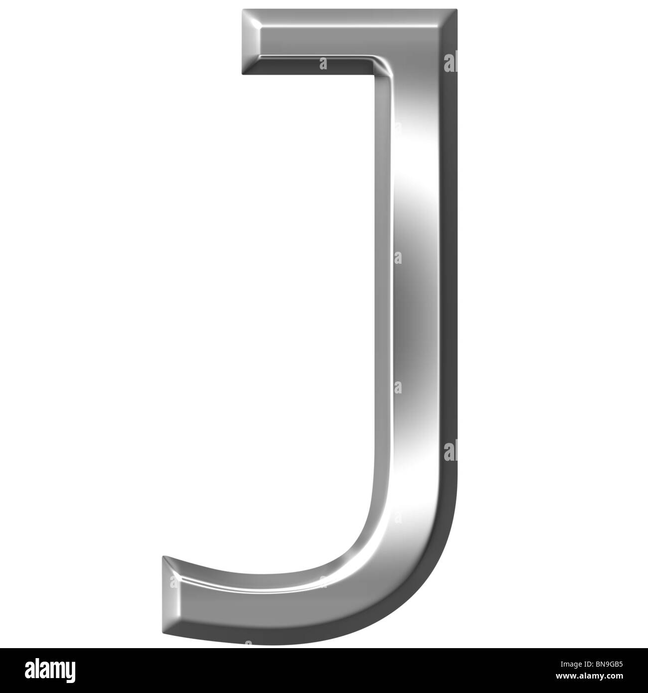 3d silver letter J Stock Photo