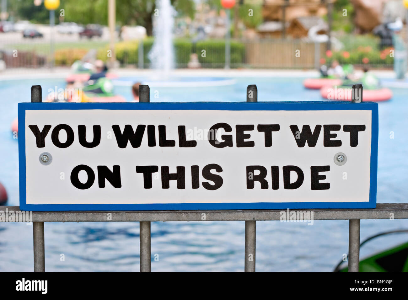 Amusement Park Water Ride Sign Stock Photo Alamy