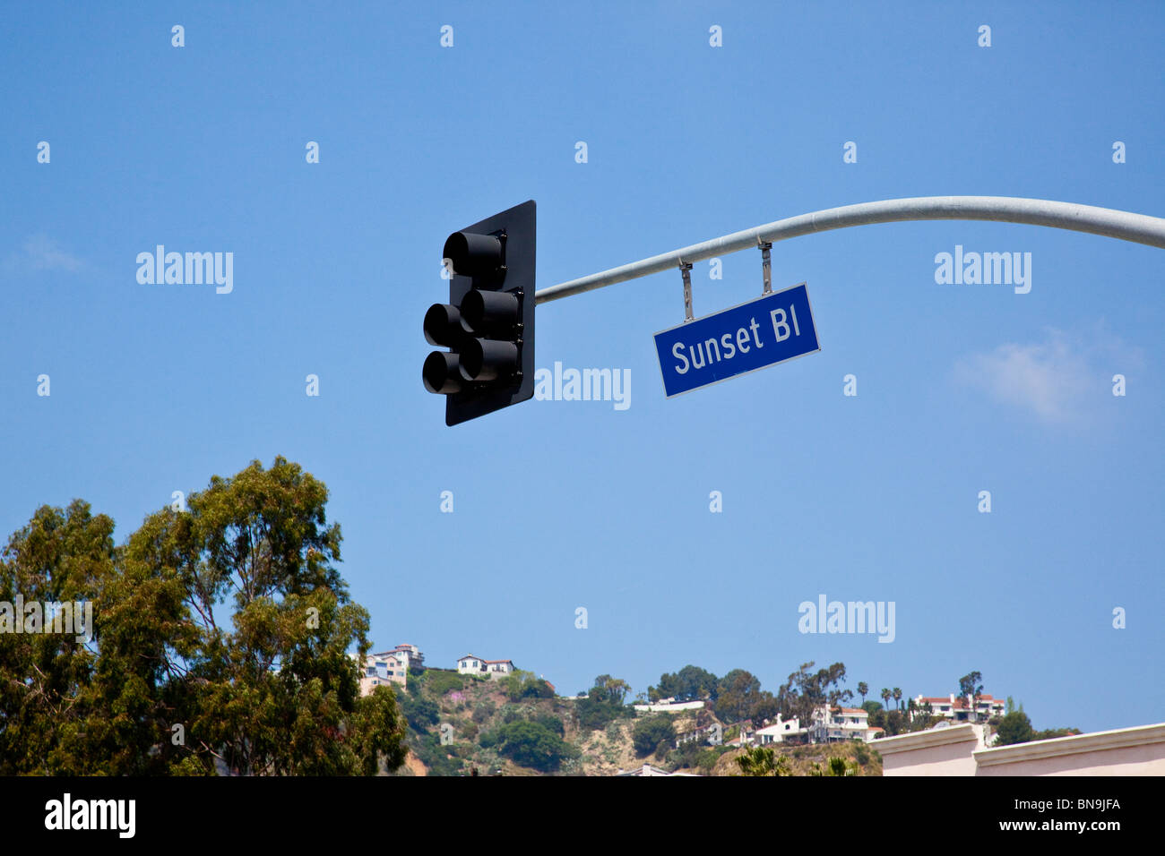 Sunset Boulevard in Los Angeles, California Stock Photo
