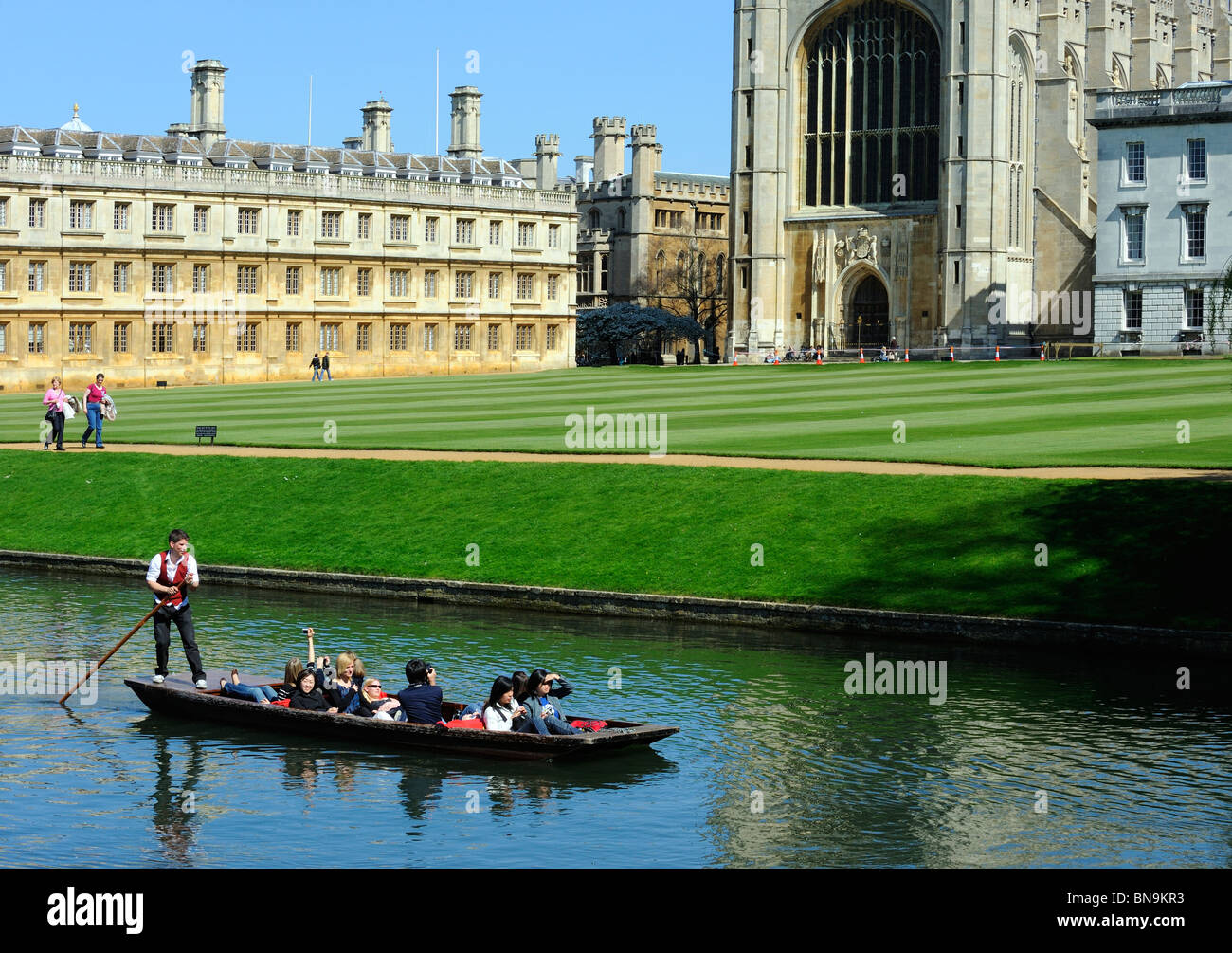 punting on the River Cam in Cambridge, England Stock Photo