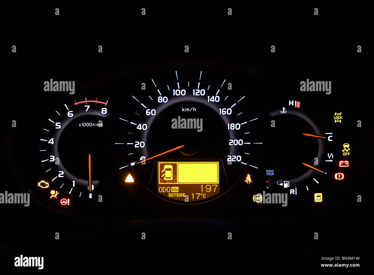 Auto indicator board closeup of car dashboard Stock Photo Alamy