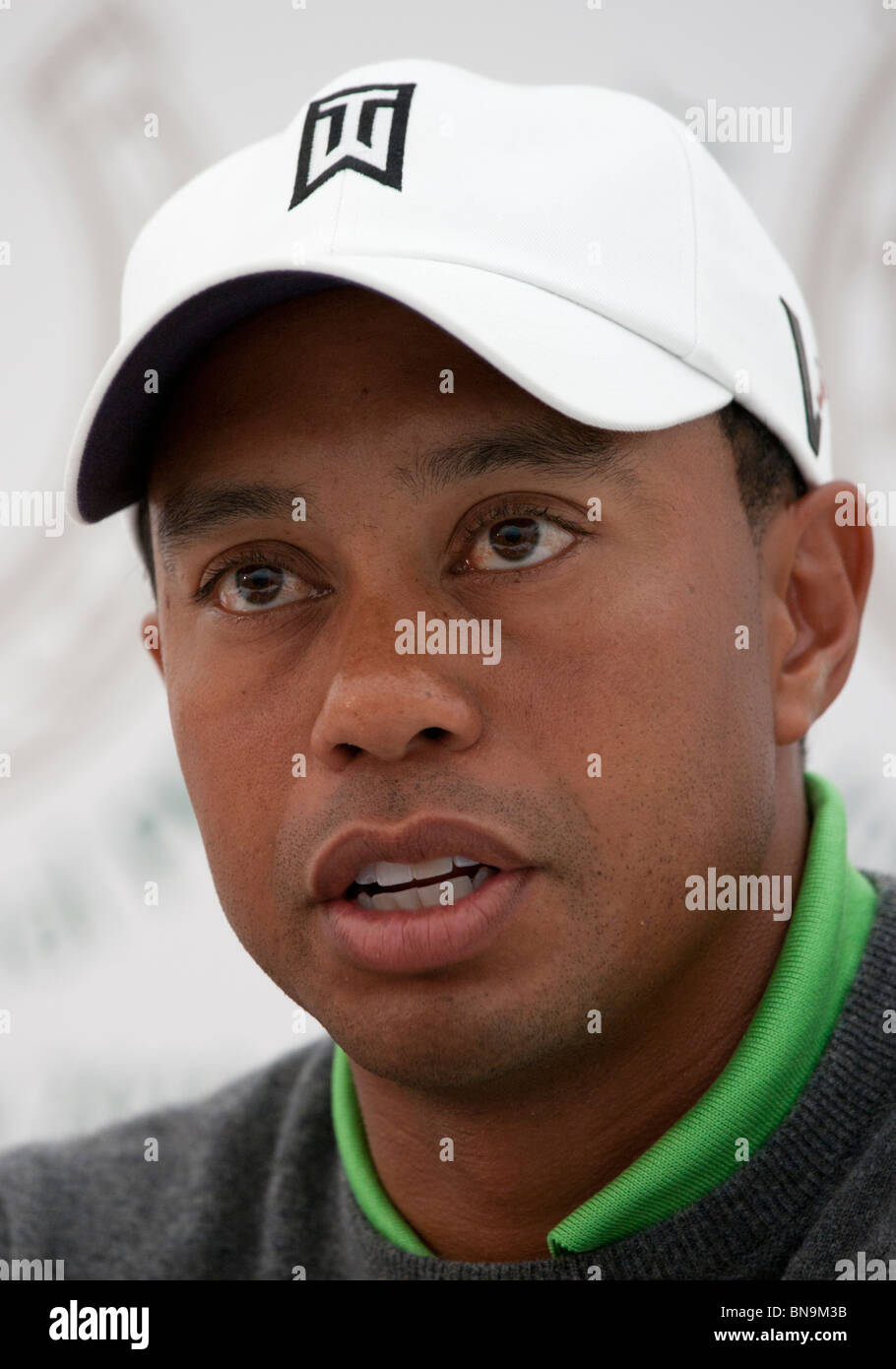 Tiger Woods at Press Conference Adare Manor Hotel Pro-Am Golf Tournament, 6th July 2010 Stock Photo