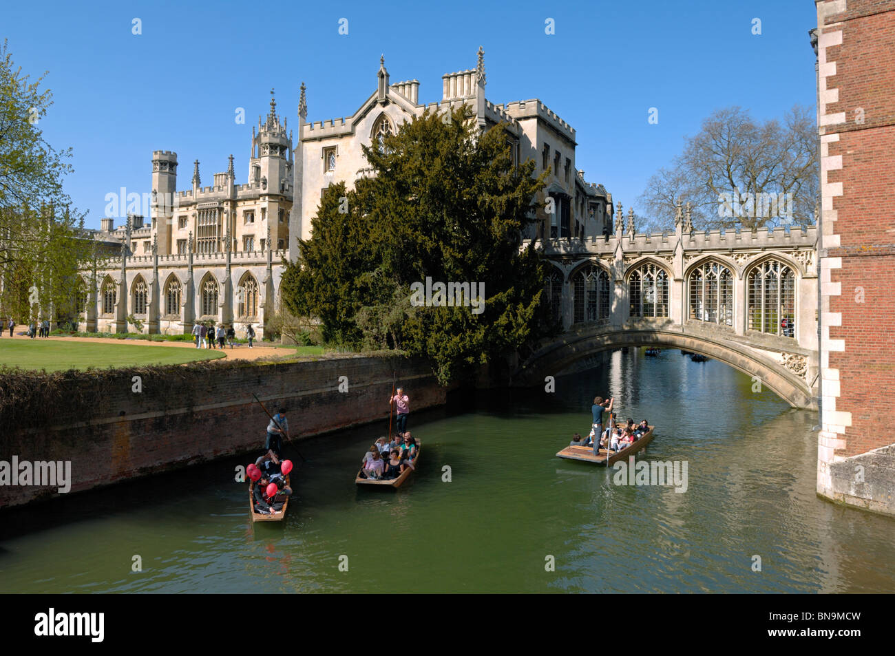 St Johns College and the Bridge of Sighs in spring, Cambridge, England Stock Photo