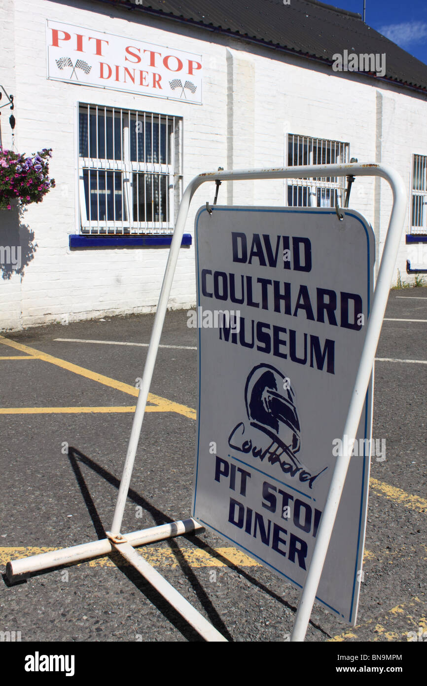 The David Coulthard Musuem and Pit Stop Diner in Twynholm, Dumfries and Galloway, Scotland Stock Photo