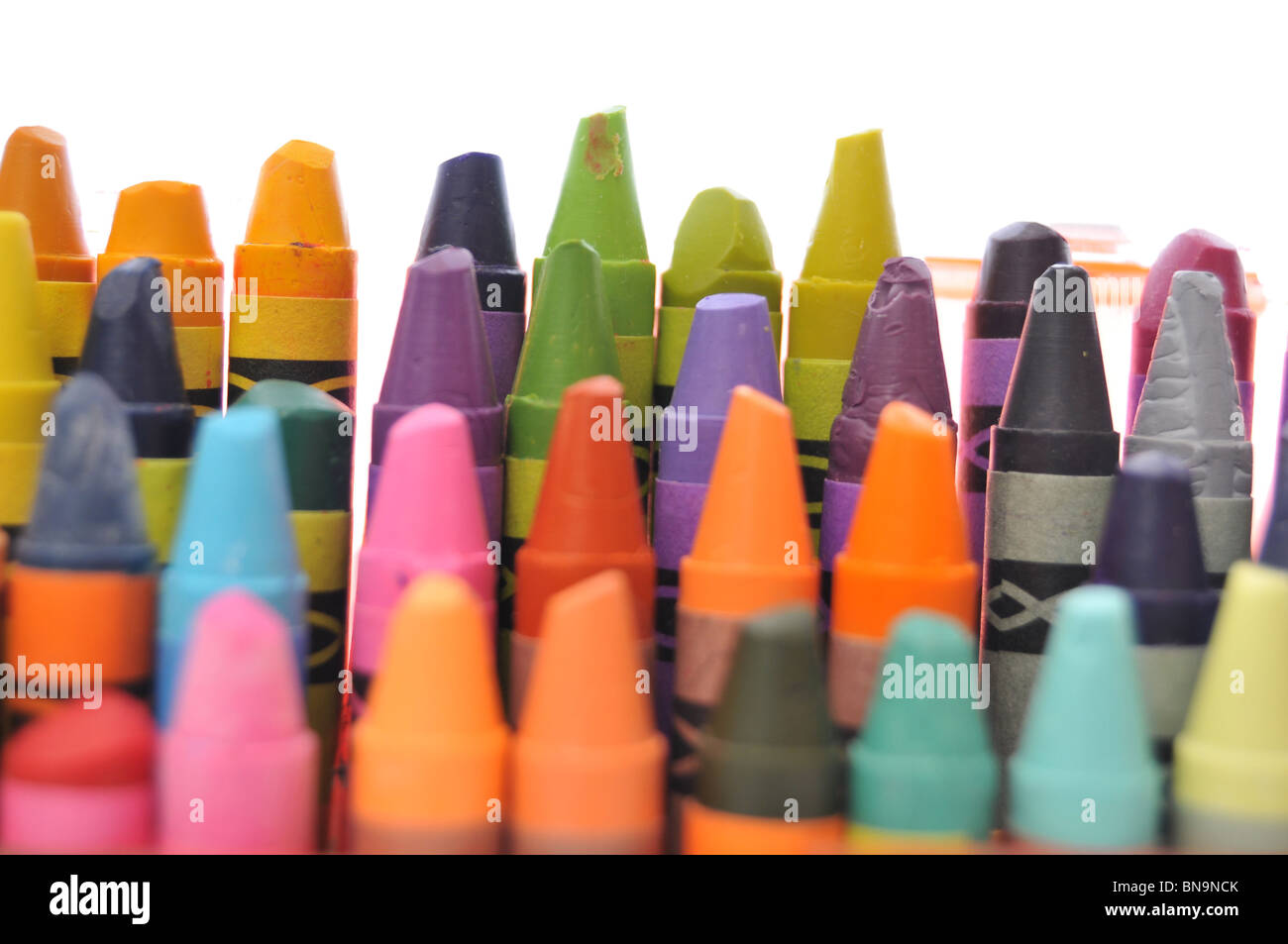used crayons isolated on white Stock Photo Alamy