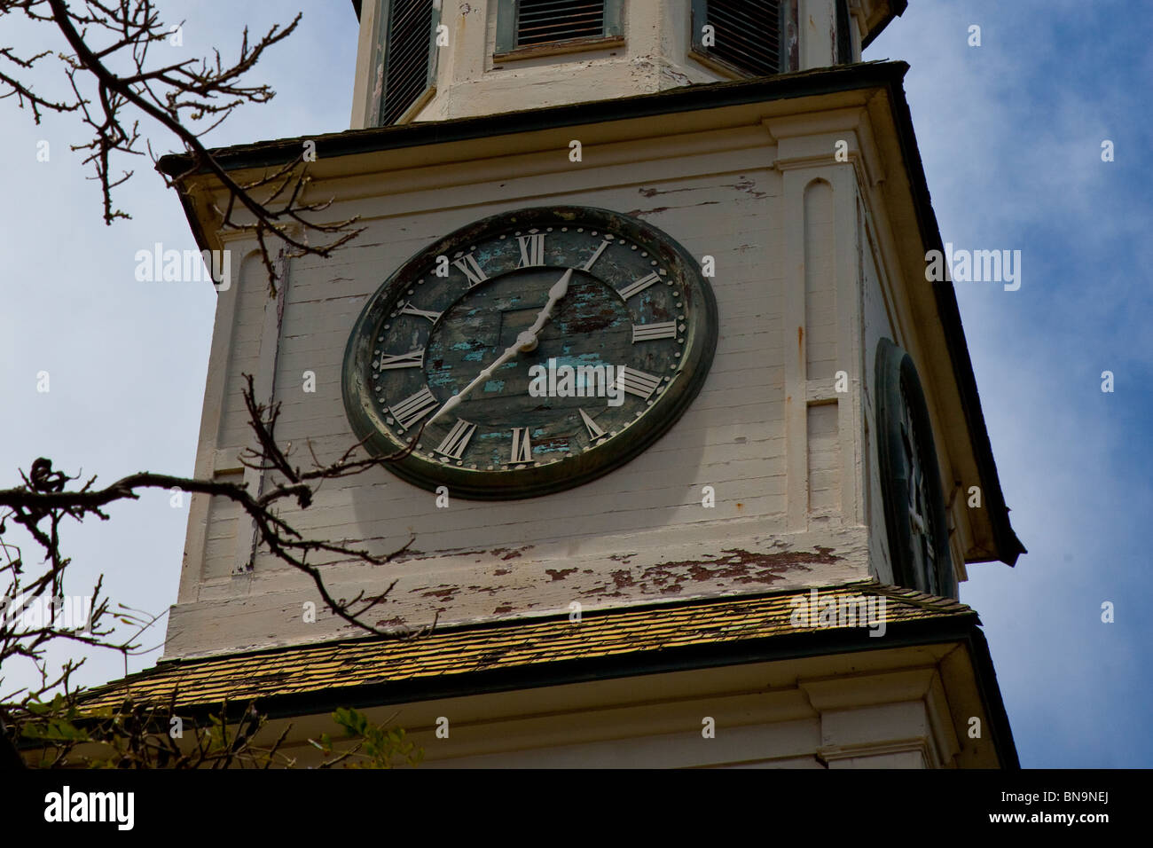 Steeple of Kaahumanu Church in Wailuku on Maui, Hawaii Stock Photo