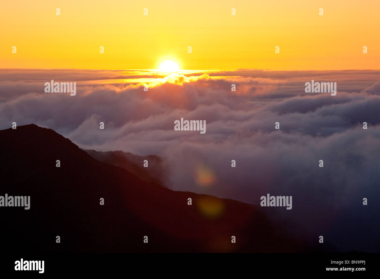 Sunrise on the Haleakala Crater, Maui, Hawaii Stock Photo