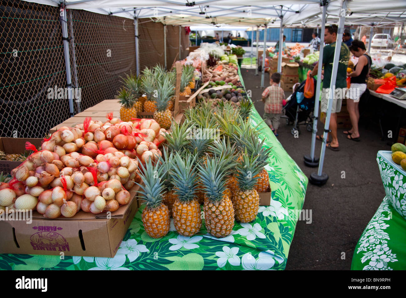 Kahului Shopping Center Farmer's Market in Lahaina, Maui, Hawaii Stock