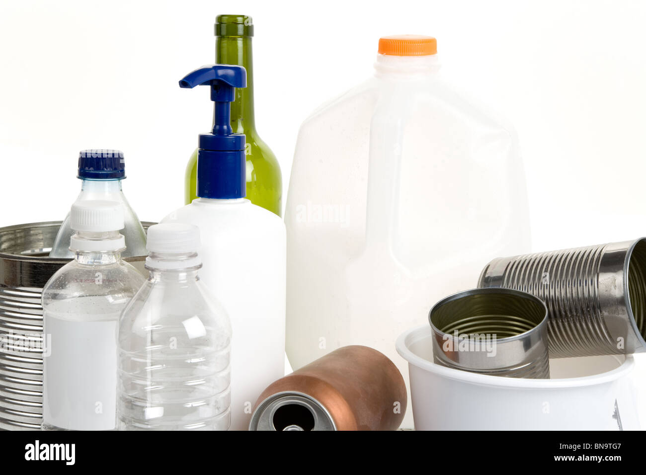 Plastic Bottle, Can, Glass, concept of recycling Stock Photo Alamy