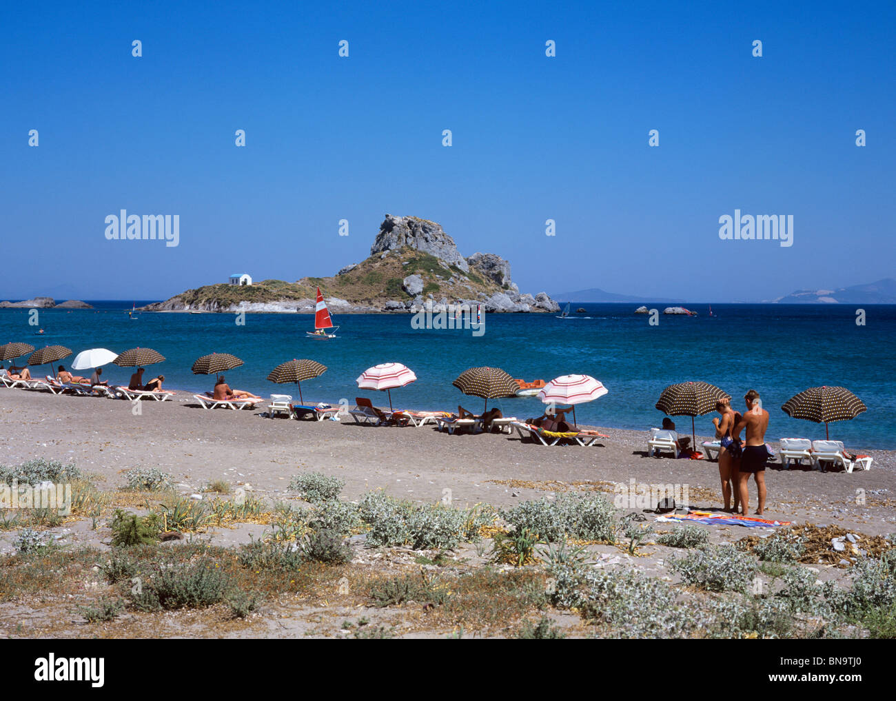 Kamari Beach at Kefalos on the island of Kos Stock Photo Alamy