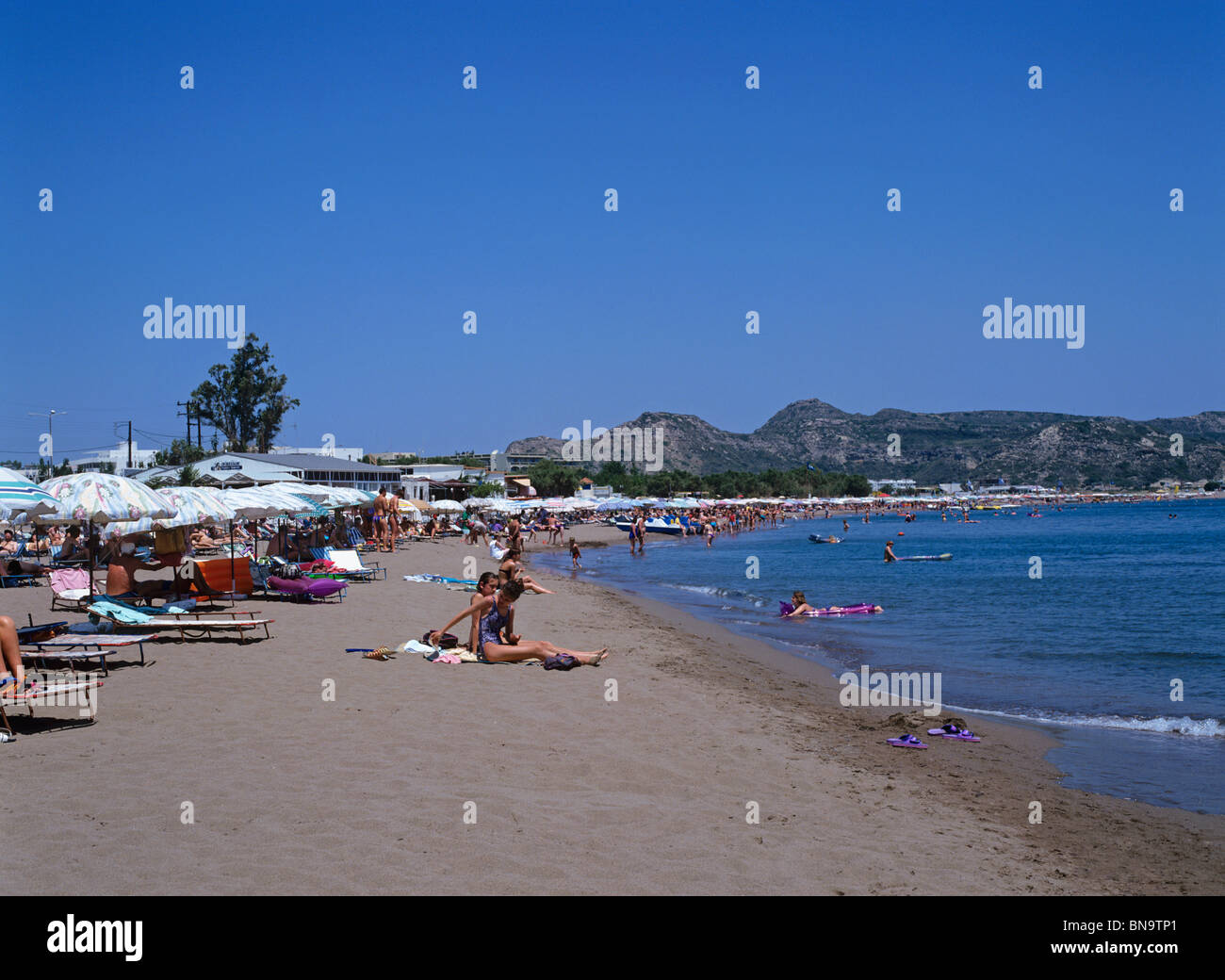 Popular Faliraki beach Stock Photo - Alamy