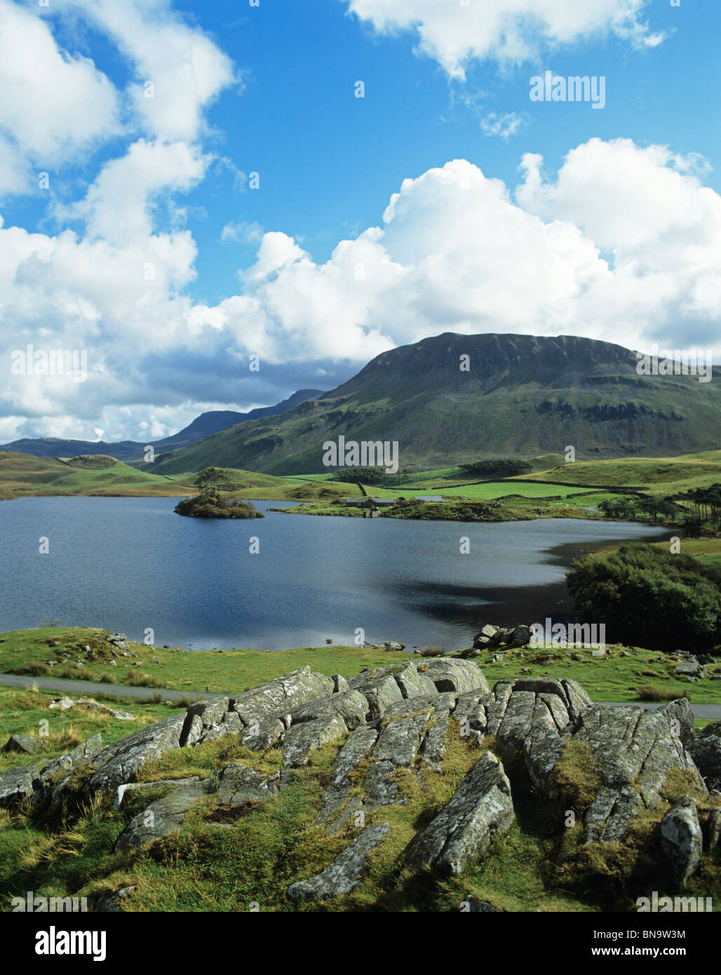 View of Llynnau Cregennen near the Cadair Idris Mountain Range Stock Photo