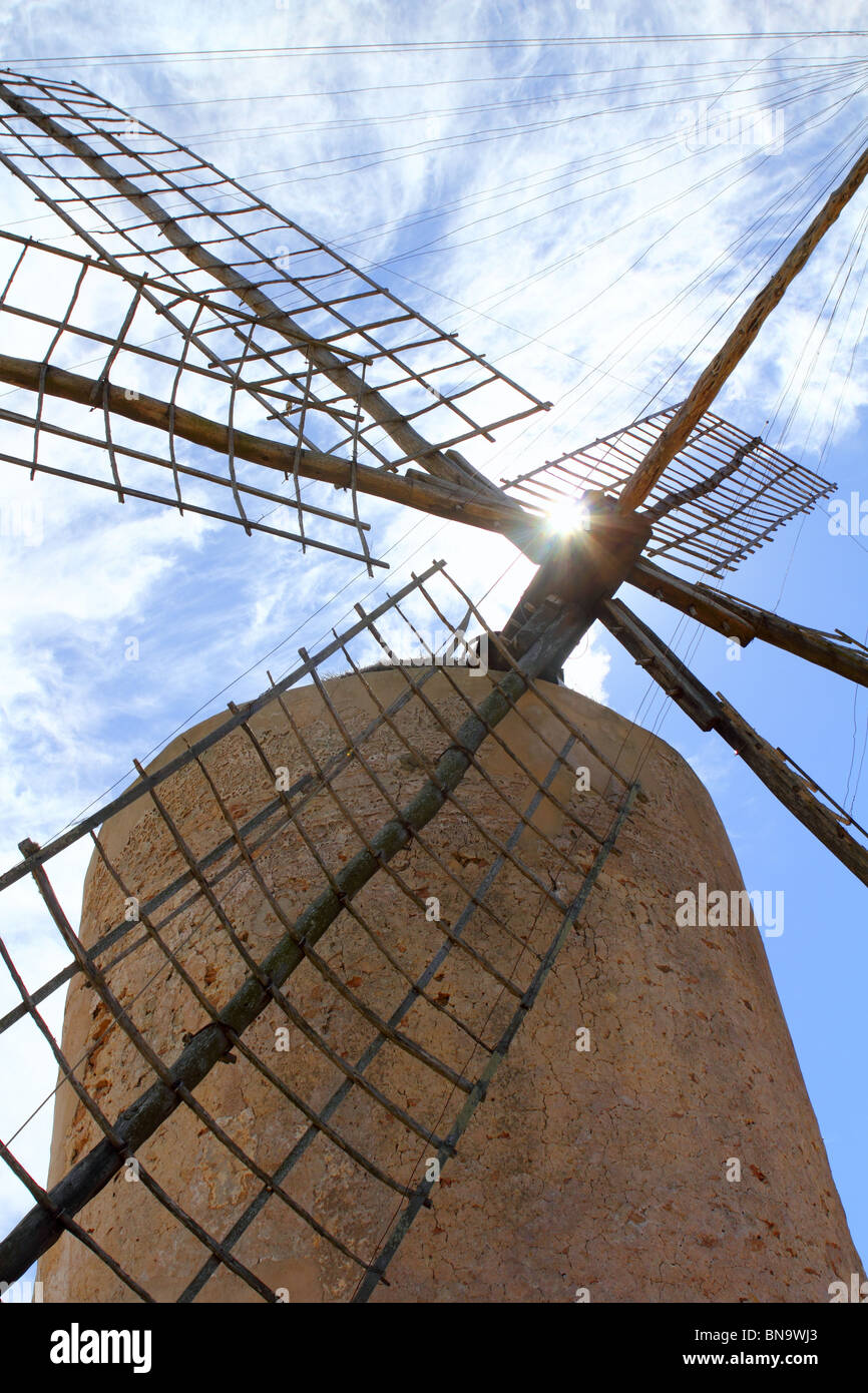 Salt windmill traditional Formentera Ibiza Balearic islands Stock Photo