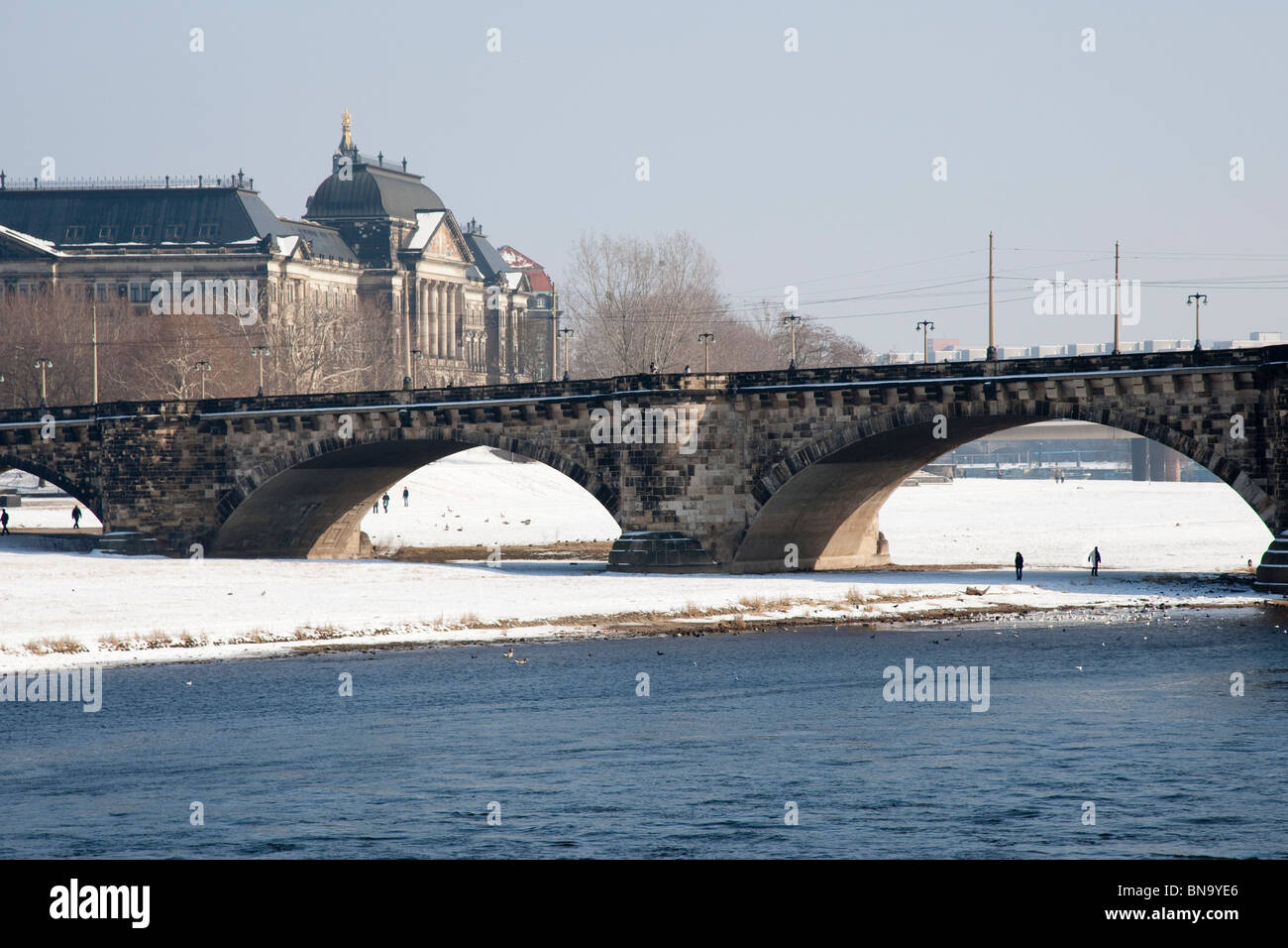 Augustusbrücke (Augustus Bridge) in Dresden, Germany. Stock Photo