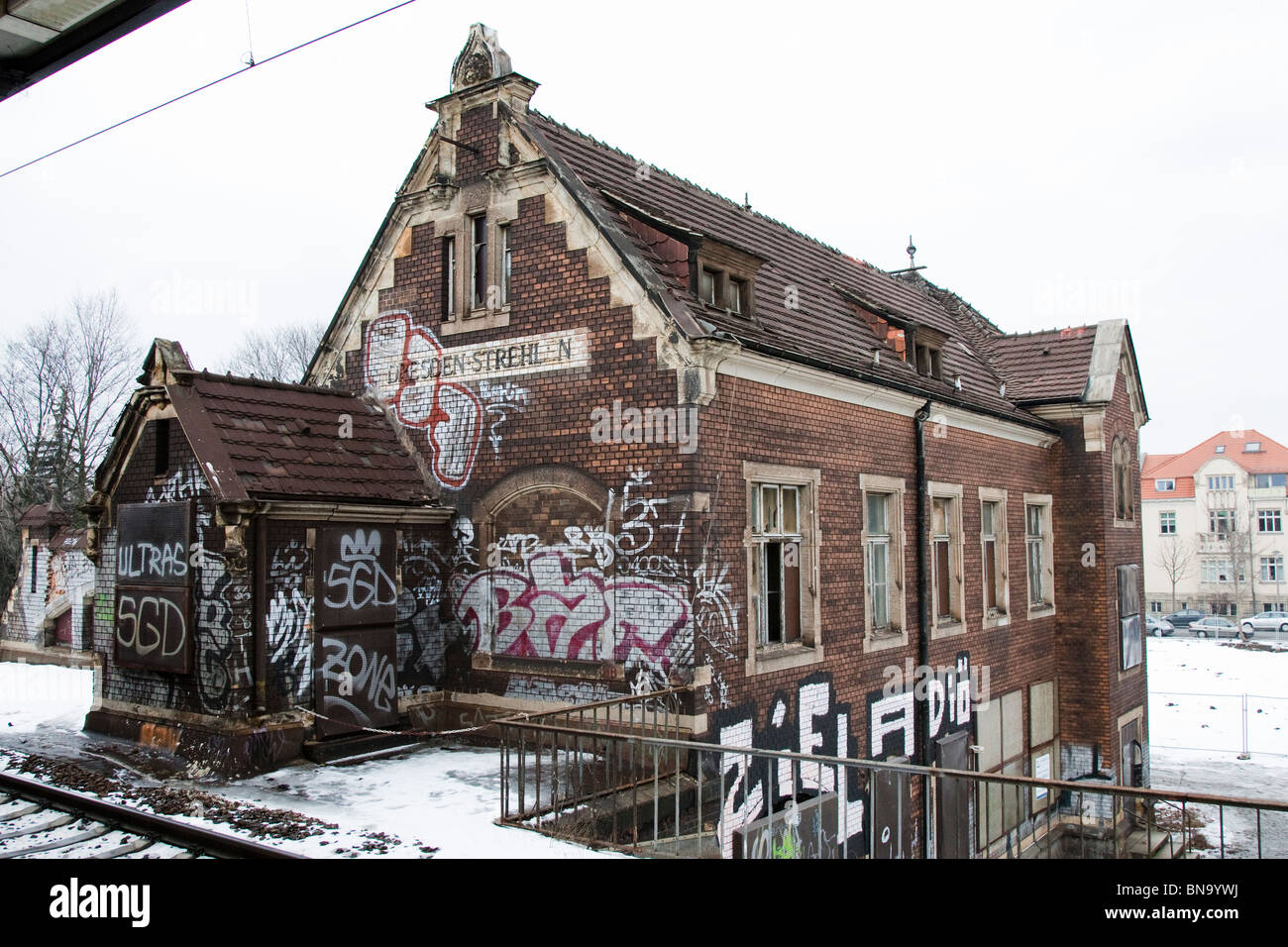 The old railway station at Strehlen, Dresden, Germany. Stock Photo