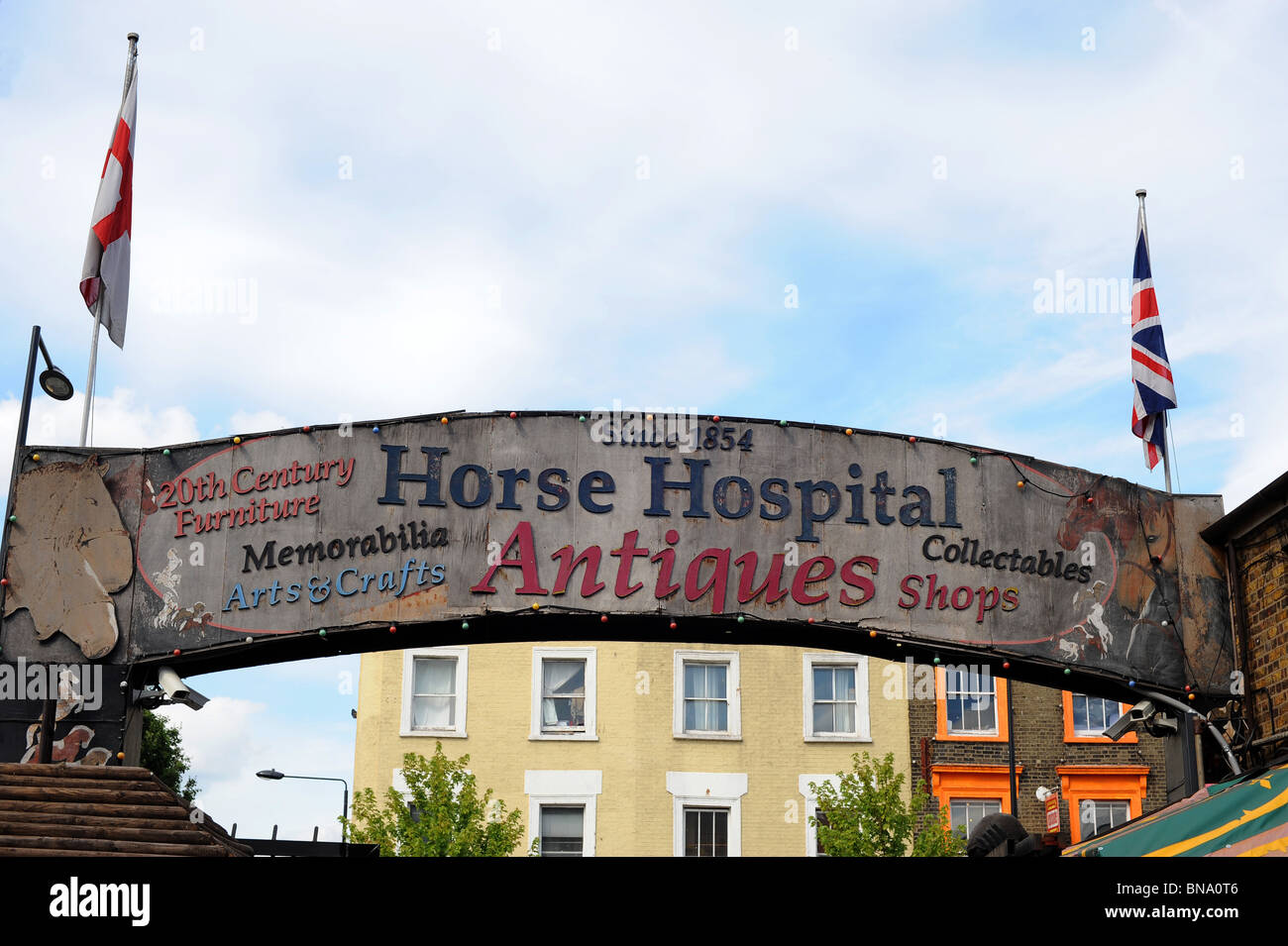 Sign for the listed Horse Hospital area of Camden Market, Camden Lock, London. Stock Photo