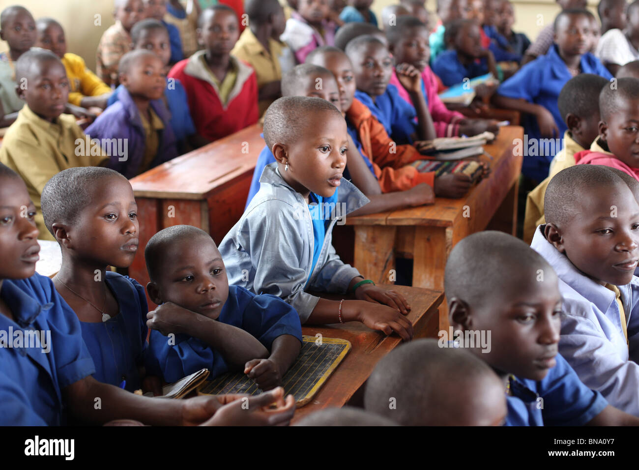 children in classroom, africa, rwanda Stock Photo