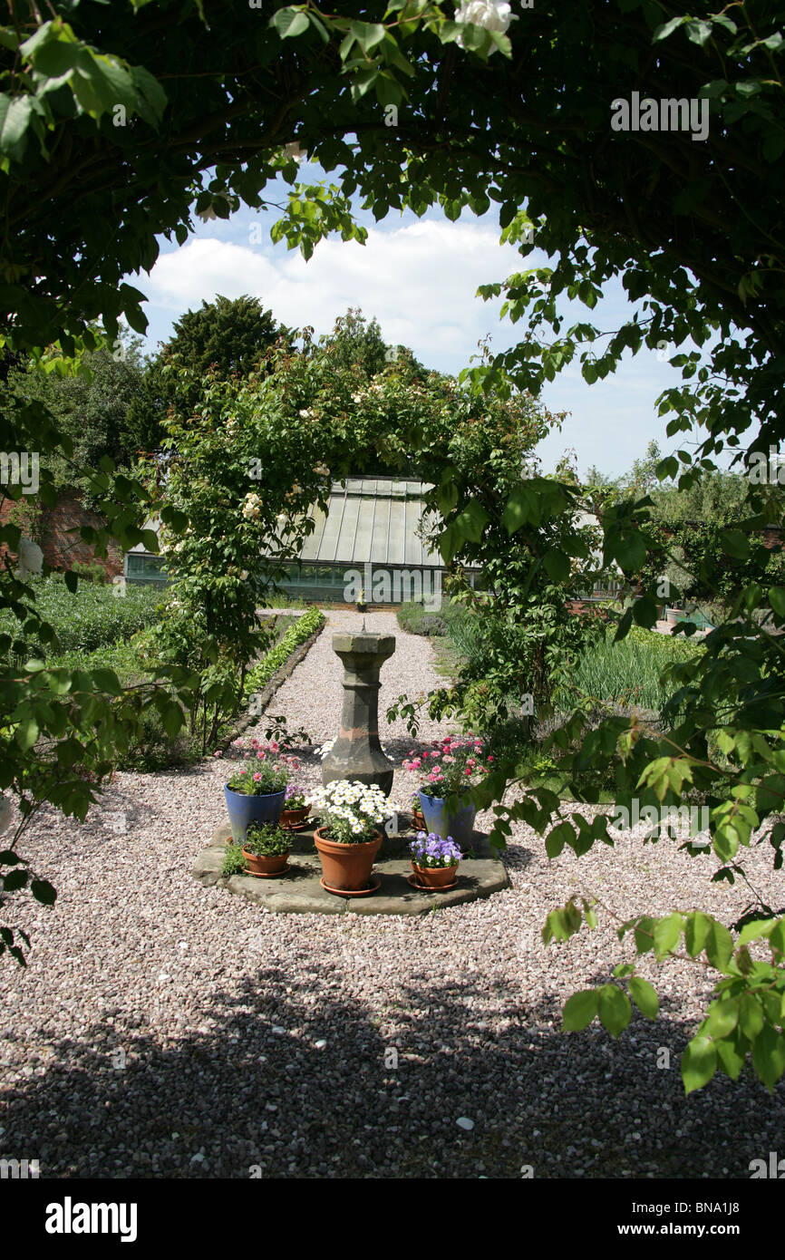 Rode Hall Country House and Gardens. Early summer view of Rode Hall’s Walled Kitchen Garden. Stock Photo