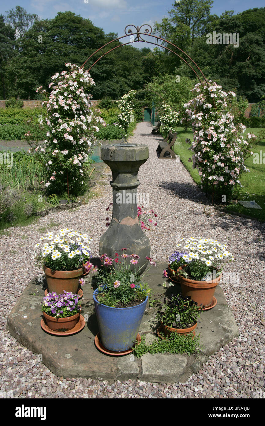 Rode Hall Country House and Gardens. Early summer view of Rode Hall’s Walled Kitchen Garden. Stock Photo