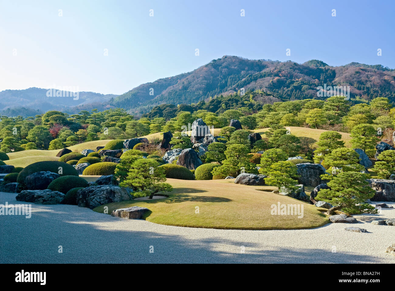 Japanese Garden at Adachi Museum in Shimane Prefecture Japan Traditional Japanese Landscape Stock Photo