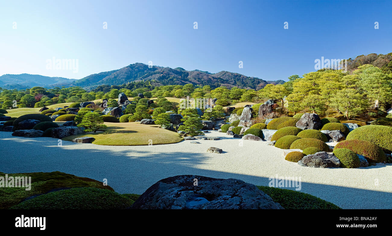 Japanese Garden at Adachi Museum in Shimane Prefecture Japan Traditional Japanese Landscape Stock Photo