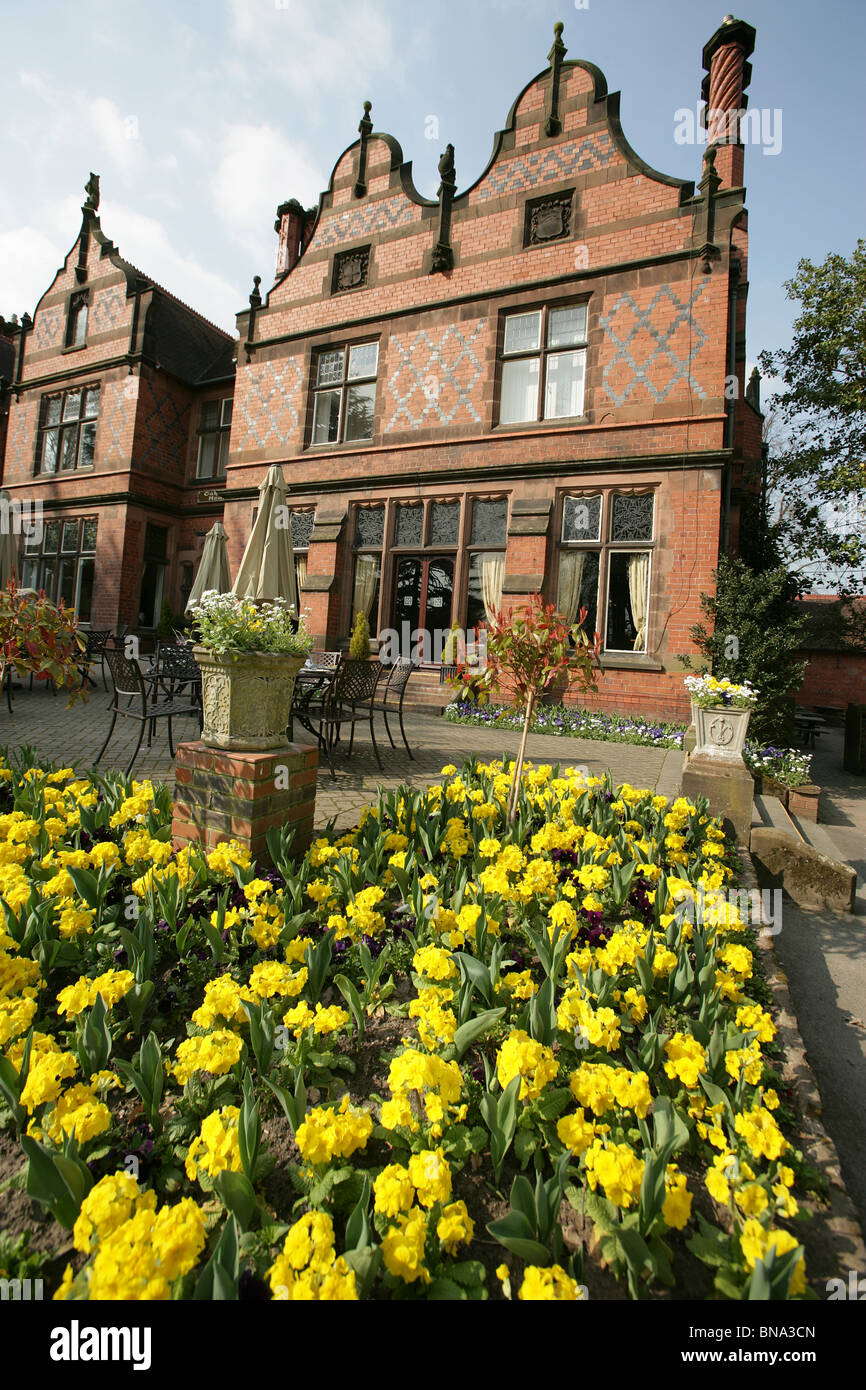 Chester Zoological Gardens. Spring view of bedding plants with the
