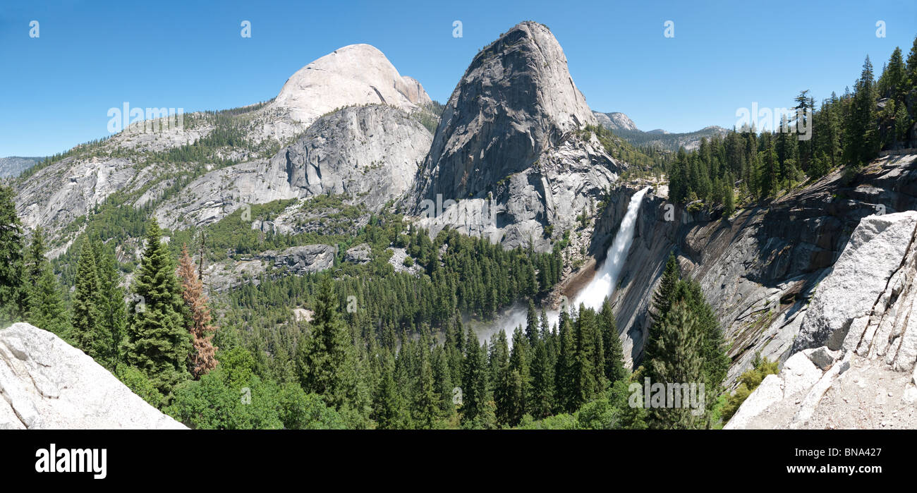Half Dome, Liberty Cap, and Nevada Fall from the John Muir Trail Stock Photo