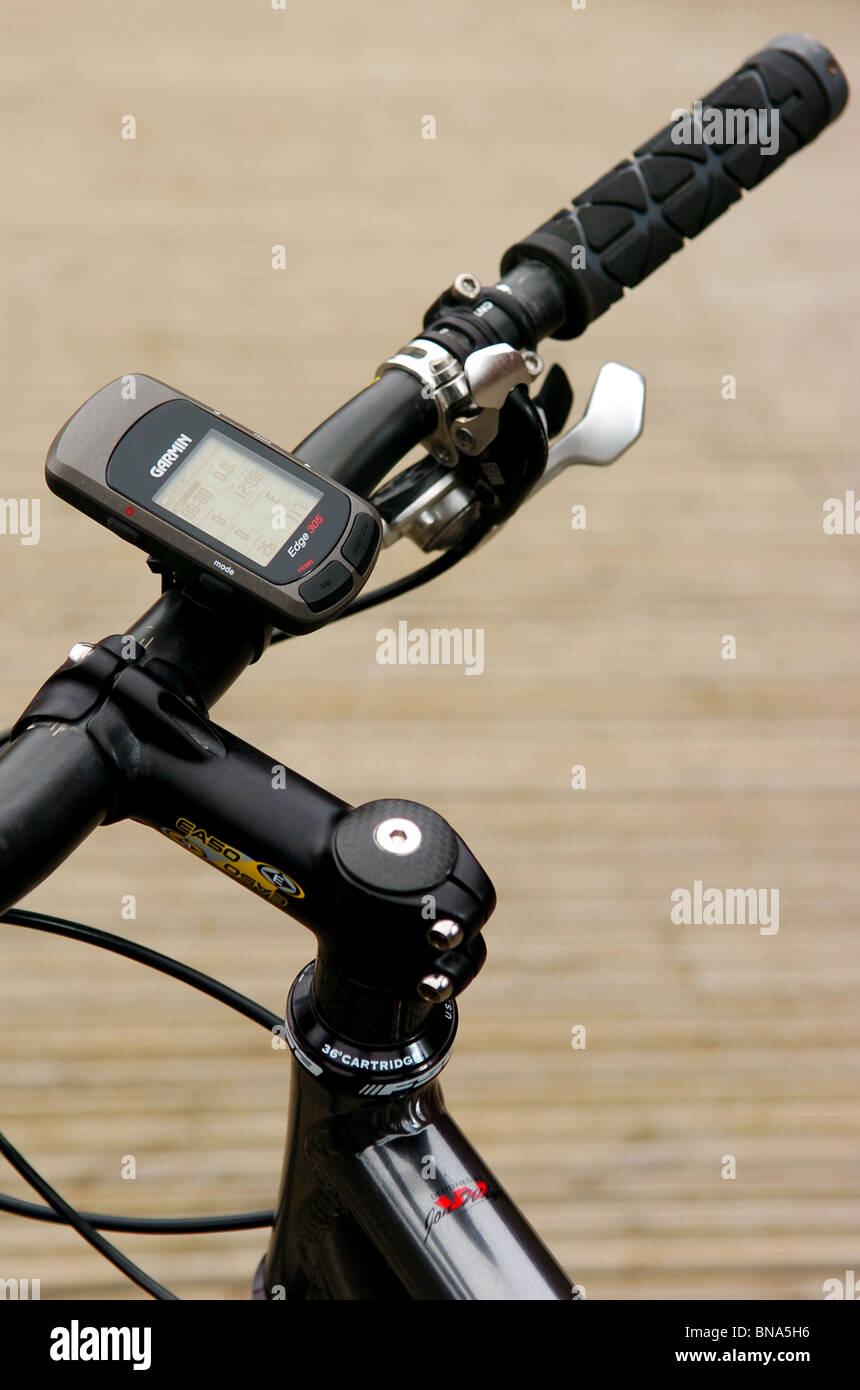 A global positioning (GPS) system mounted on the handlebar of a