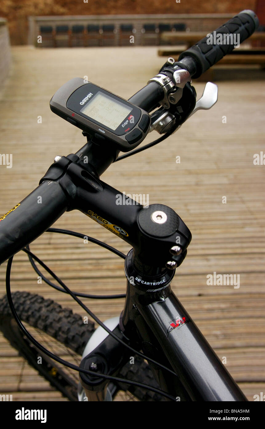 A global positioning (GPS) system mounted on the handlebar of a