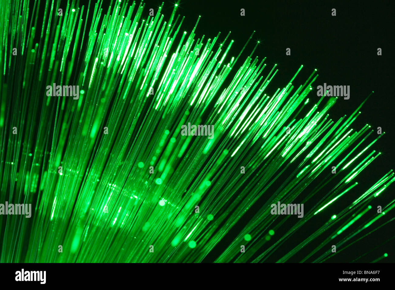 Fiber Cable with green light Stock Photo Alamy