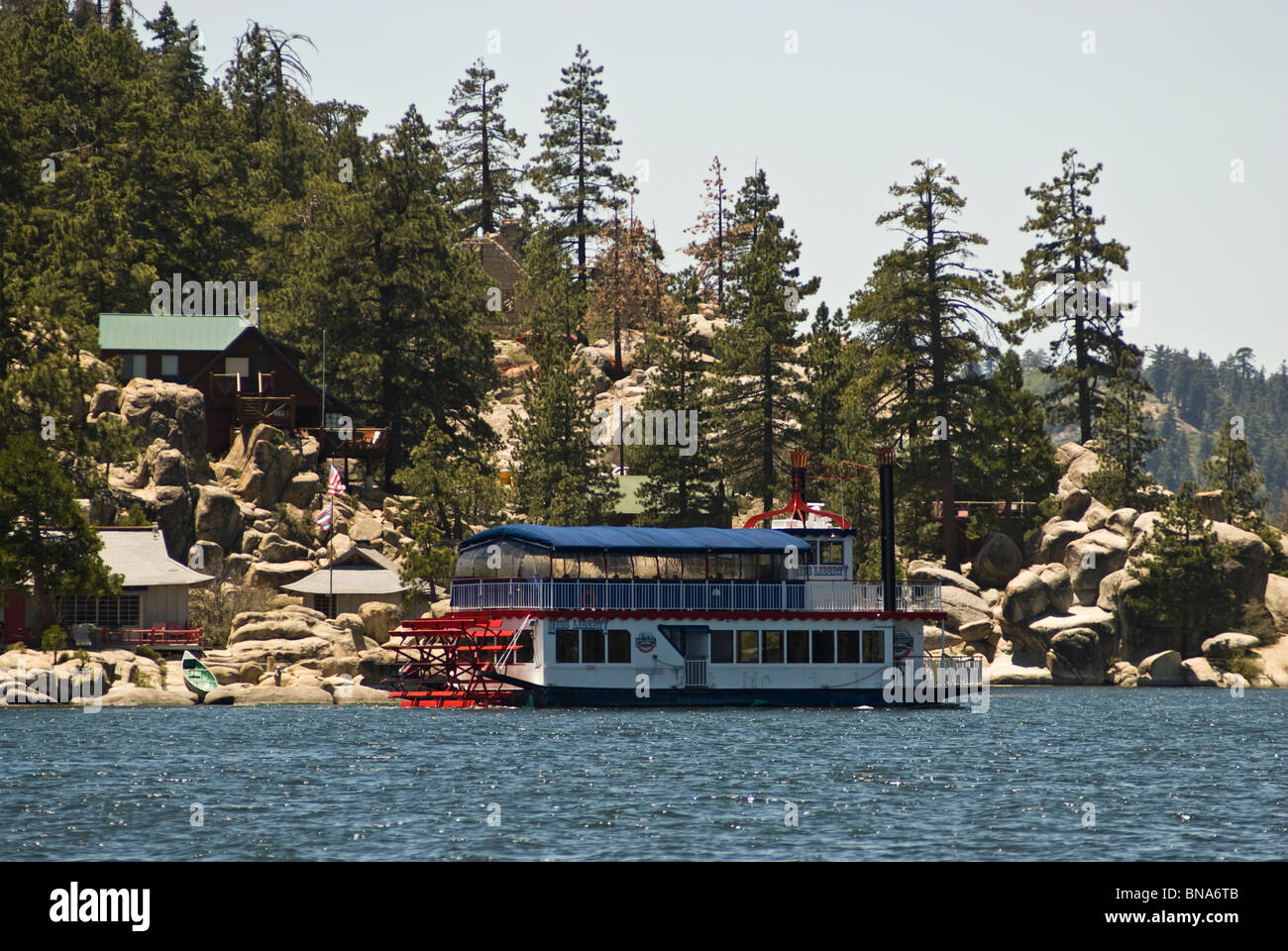 "Miss Liberty", a paddle wheel tour boat at Big Bear Lake, California