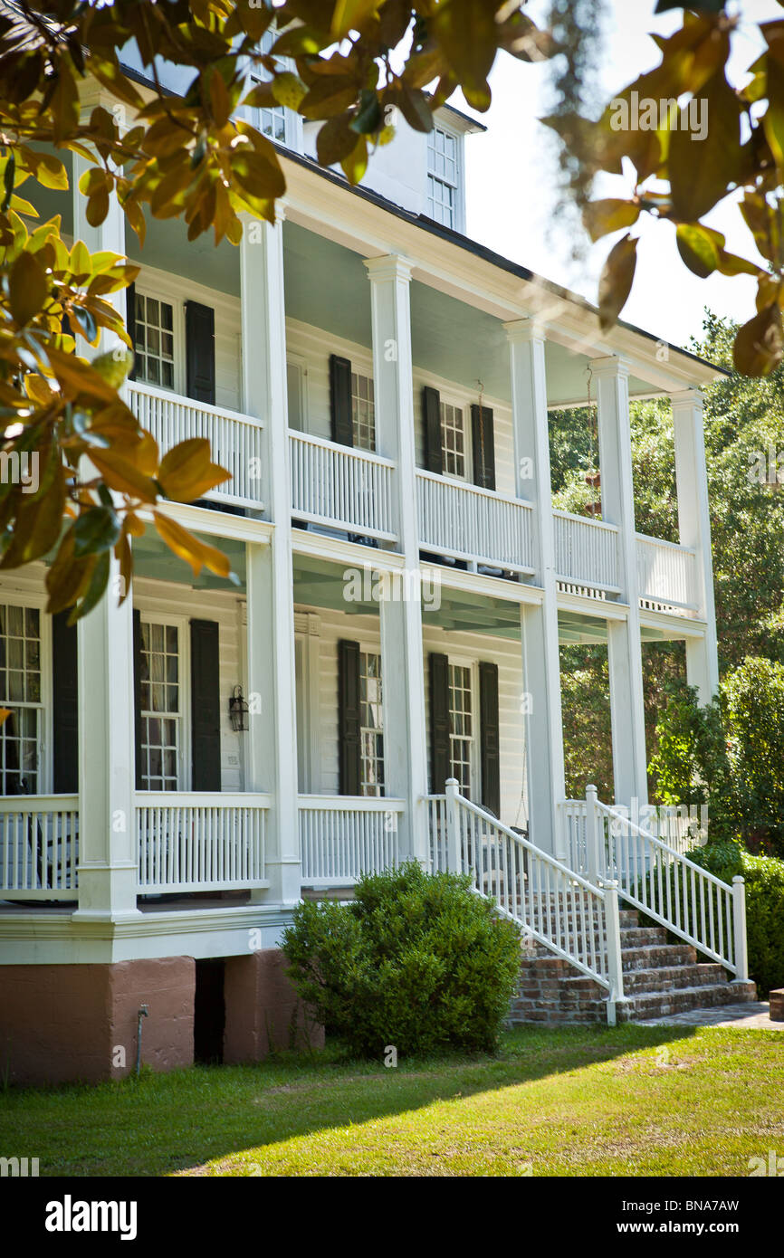 Hopsewee Plantation mansion in Georgetown, SC. The plantation is the birthplace of Thomas Lynch, Jr. Stock Photo