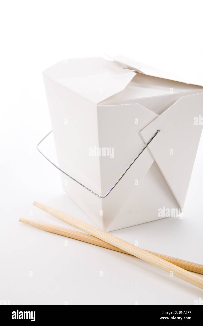 Small White Chinese To Go Box Stock Photo, Picture and Royalty