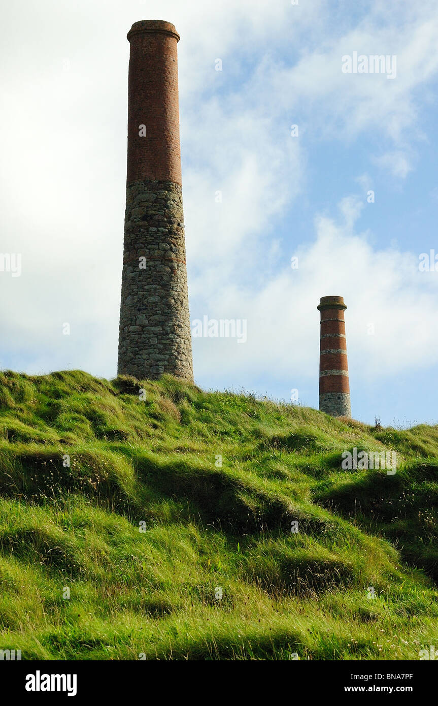 Cornish Tin Mine Chimneys Stock Photo