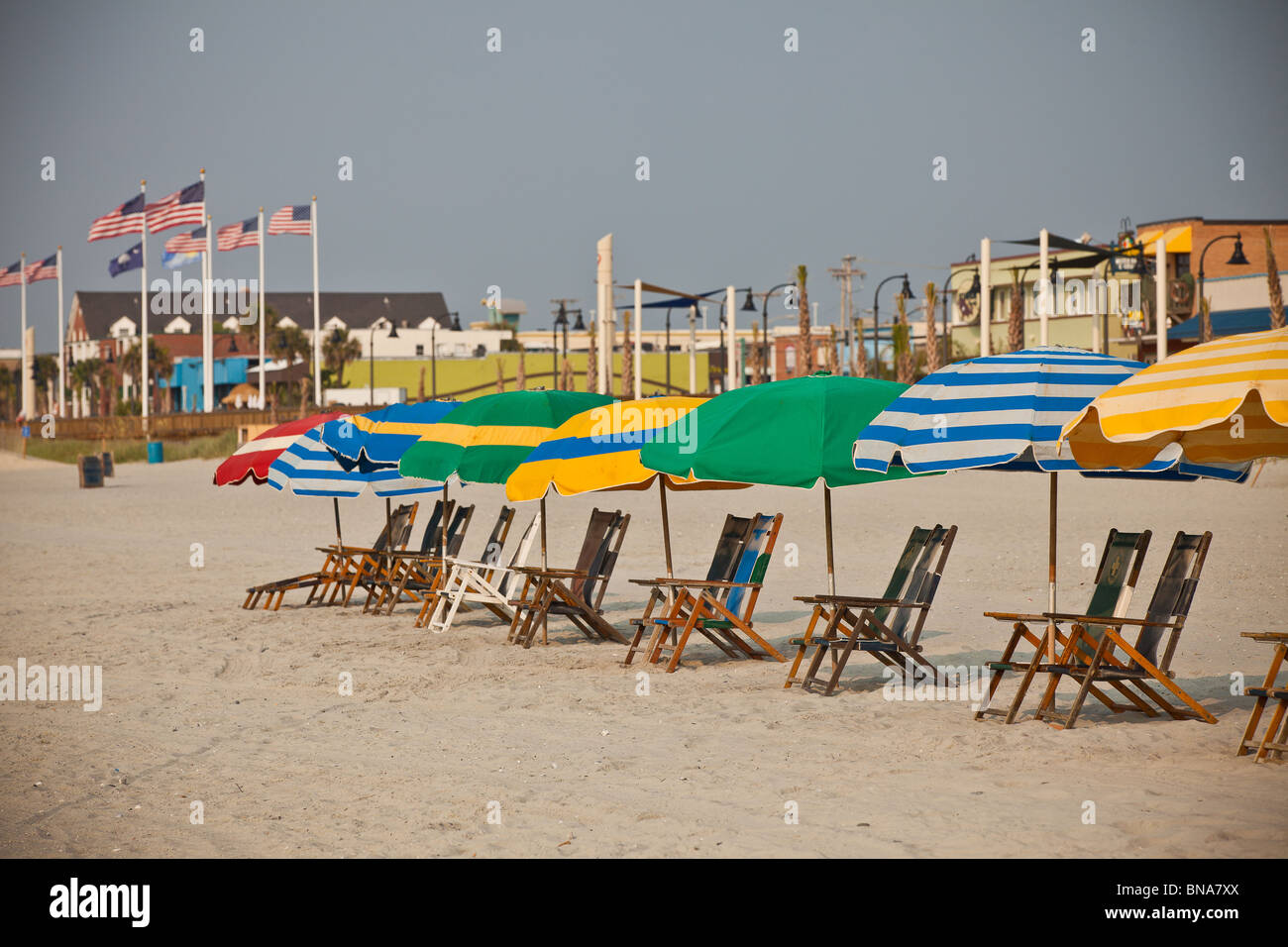 Beach umbrellas on the beach in Myrtle Beach, SC Stock Photo Alamy