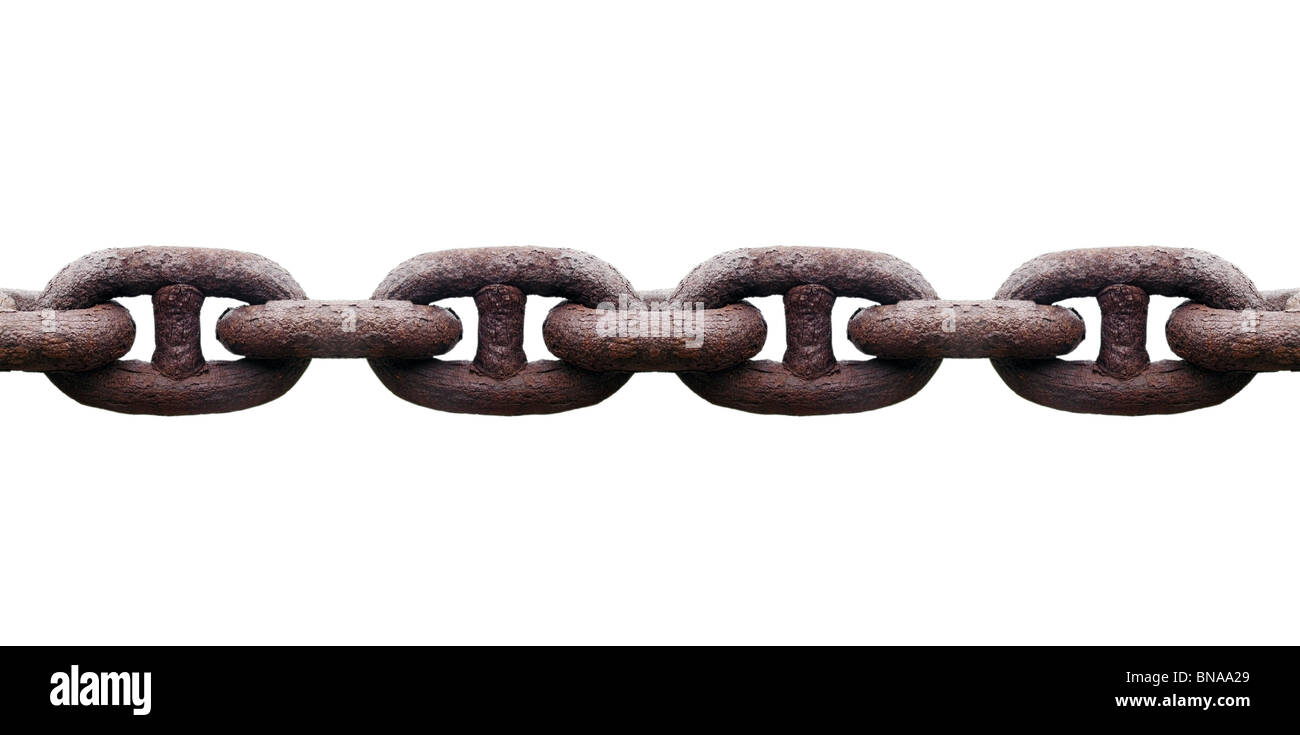 Rusty metal chain isolated on white background Stock Photo
