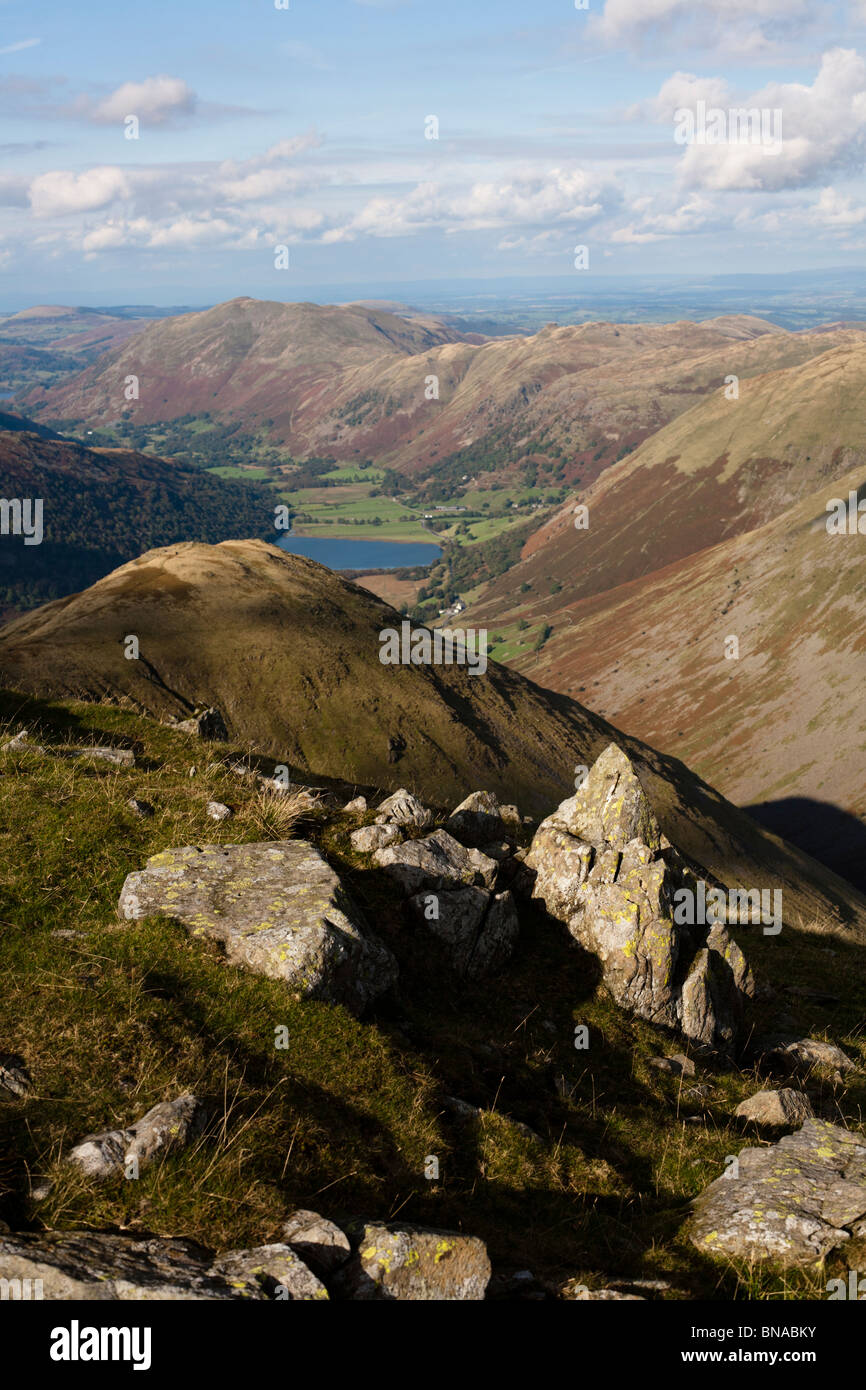 Patterdale from summit of Red Screes. Stock Photo
