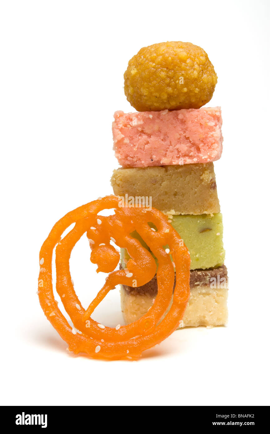 Abstract vibrant selection of Asian Confectionery from low perspective Stock Photo