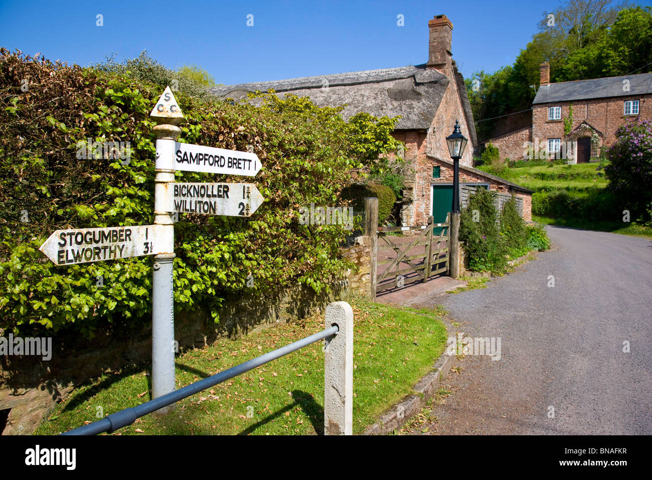 Roadsign in the hamlet of Vellow  near Bicknoller and Stogumber in Somerset England near the Quantock and Brendon Hills Stock Photo