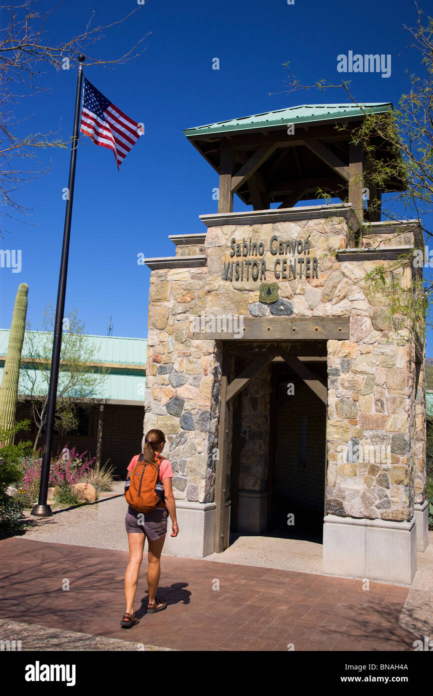 Visitor Center, Sabino Canyon Recreation Area, Tucson, Arizona. (model released) Stock Photo