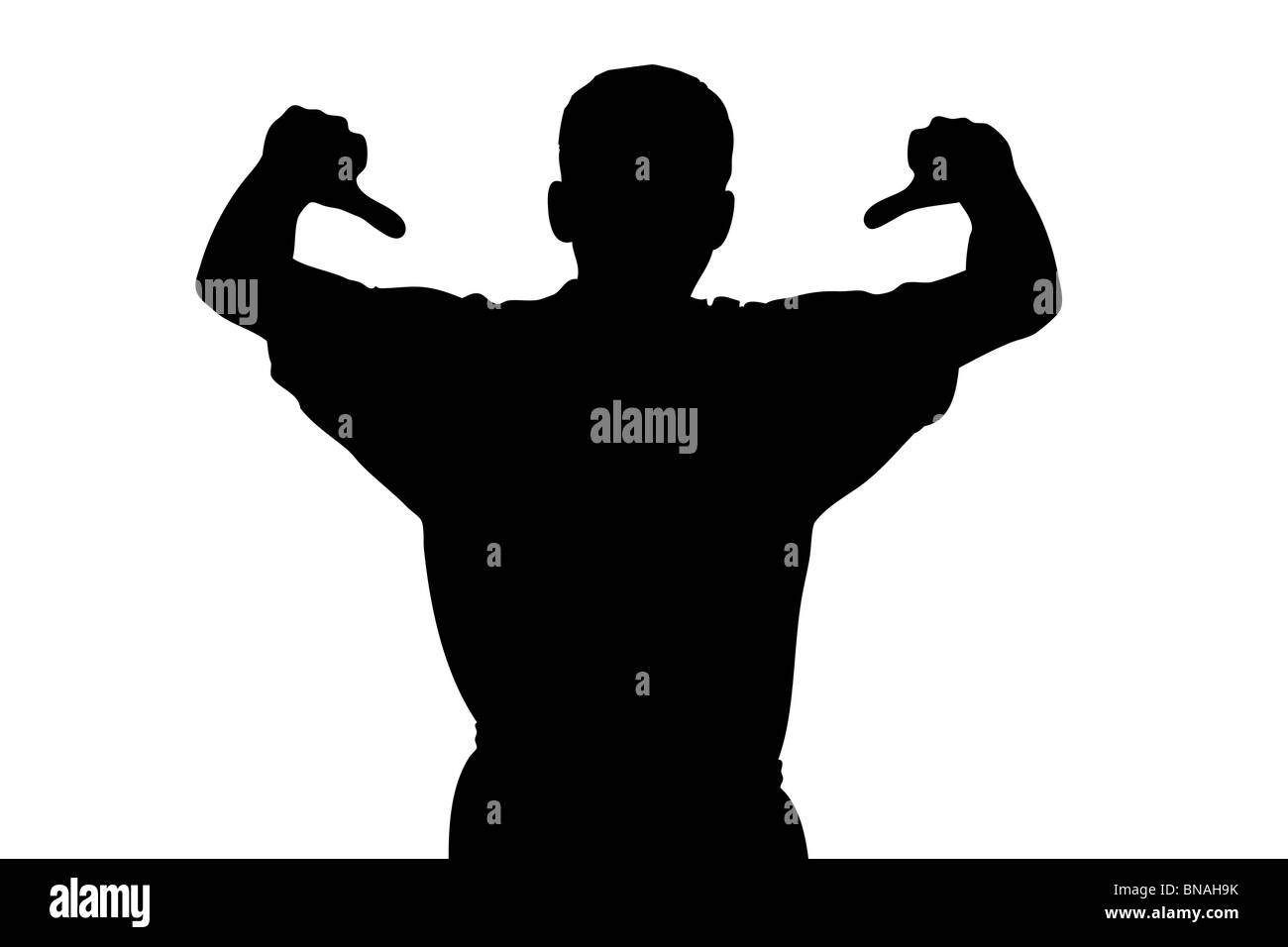 A silhouette of a sport fan with thumbs down Stock Photo
