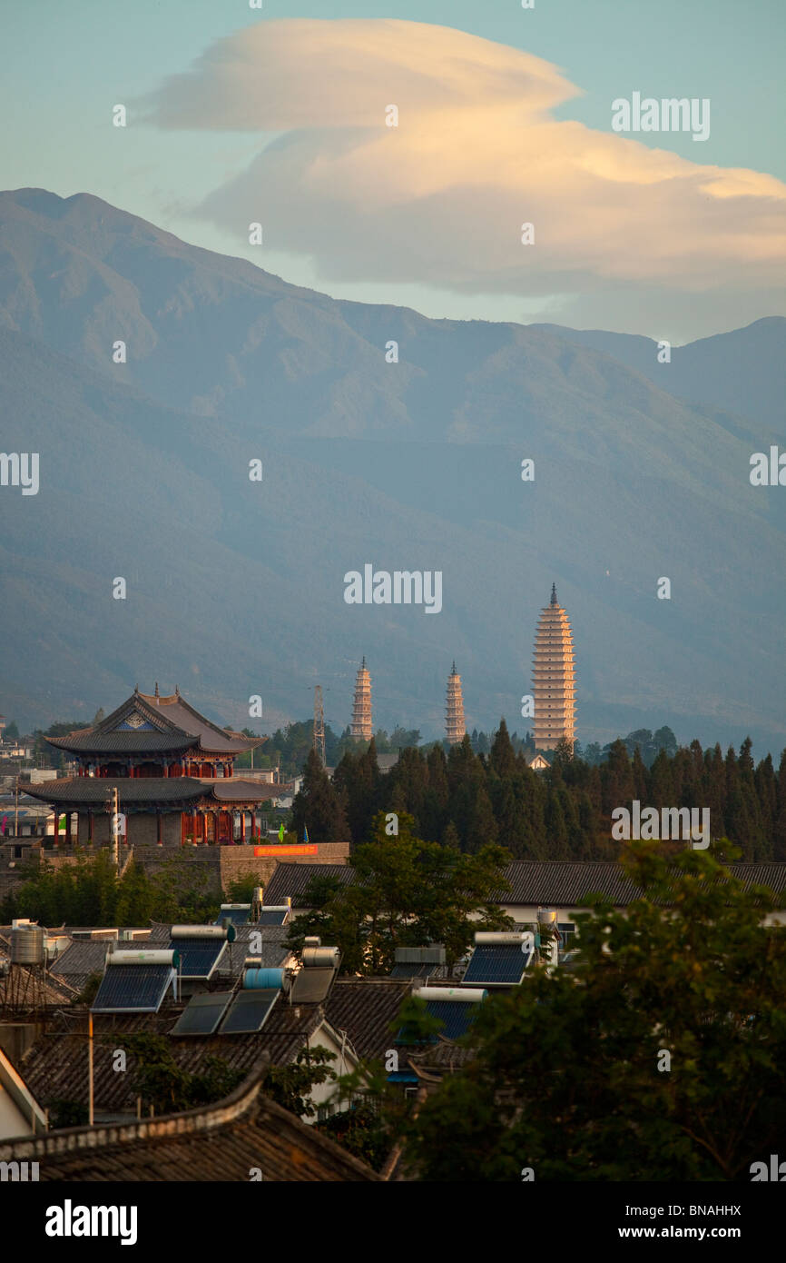 The Three Pagodas in Dali, Yunnan Province, China Stock Photo